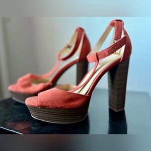 Jessica Simpson Rust Suede Platform Sandals